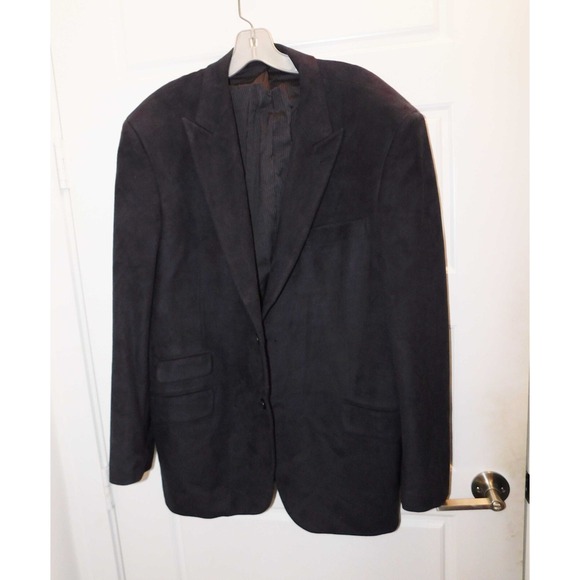 Paul Fredrick JHM560W Men's Ultra‎ Suede Midnight Black Blazer Jacket 44R